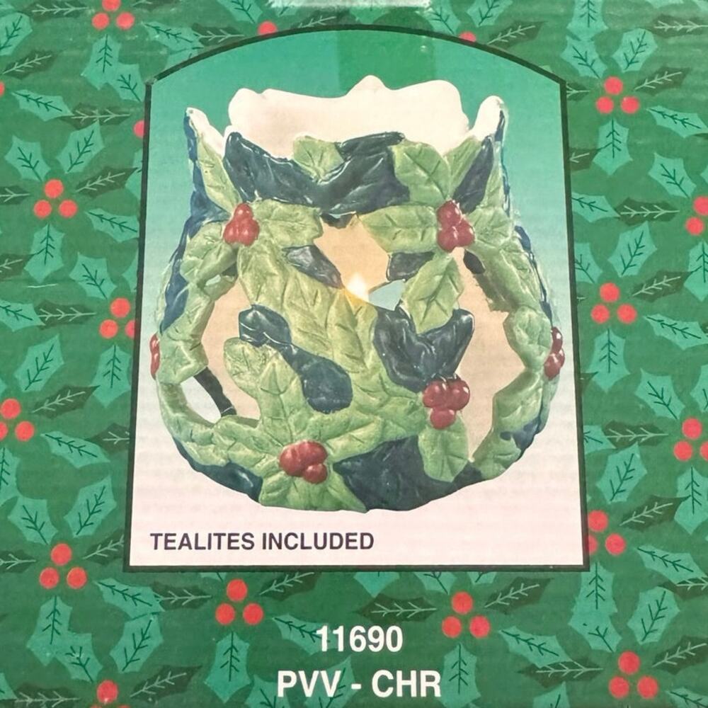 Set of 6 Vtg Holiday Christmas Votive Holders w/Tealites Sealed Box 3"H